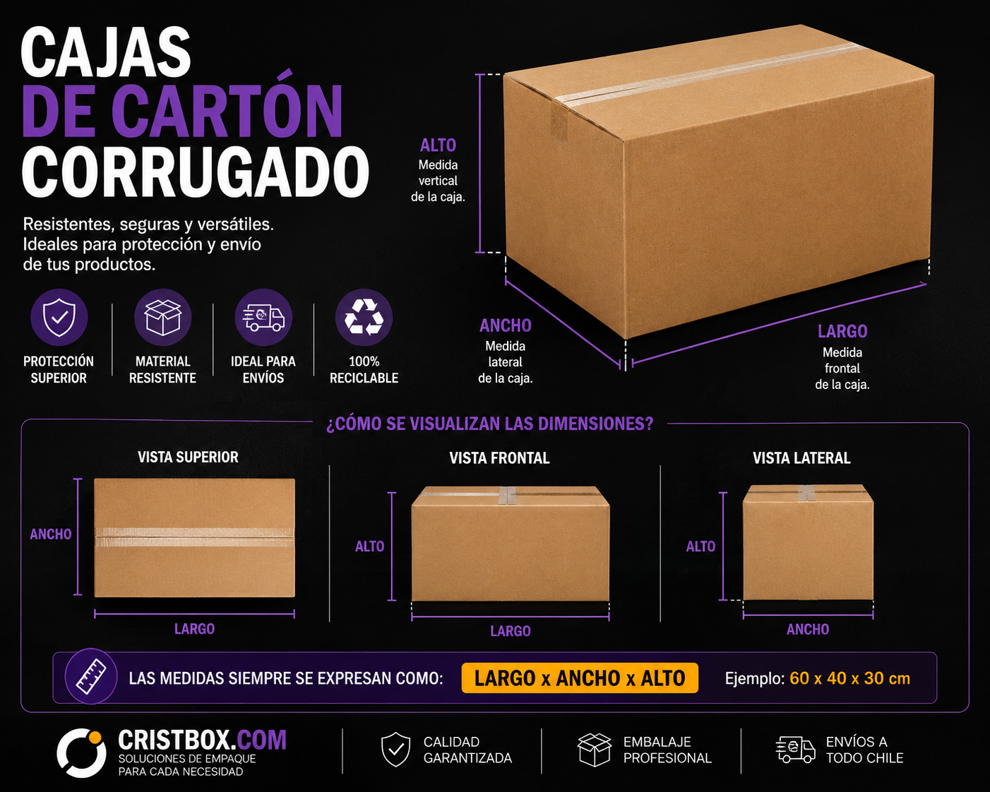 Cajas de Cartón Corrugado para Embalaje y Despacho | Múltiples Medidas Disponibles